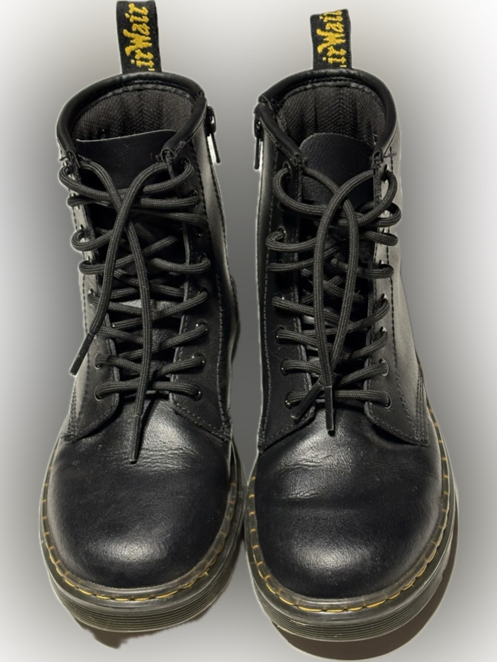 Kid’s Size 3 Dr. Martens Zavala Combat Lace Up Leather Black Boots
